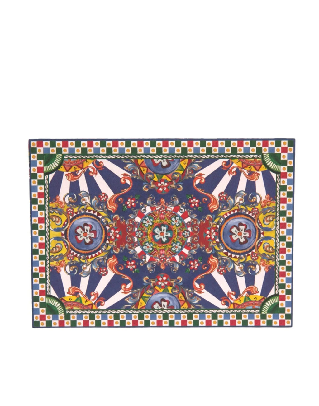 Dolce & gabbana porte-cartes enveloppe multicolore avec motif carretto siciliano en bleu marine rouge jaune et blanc