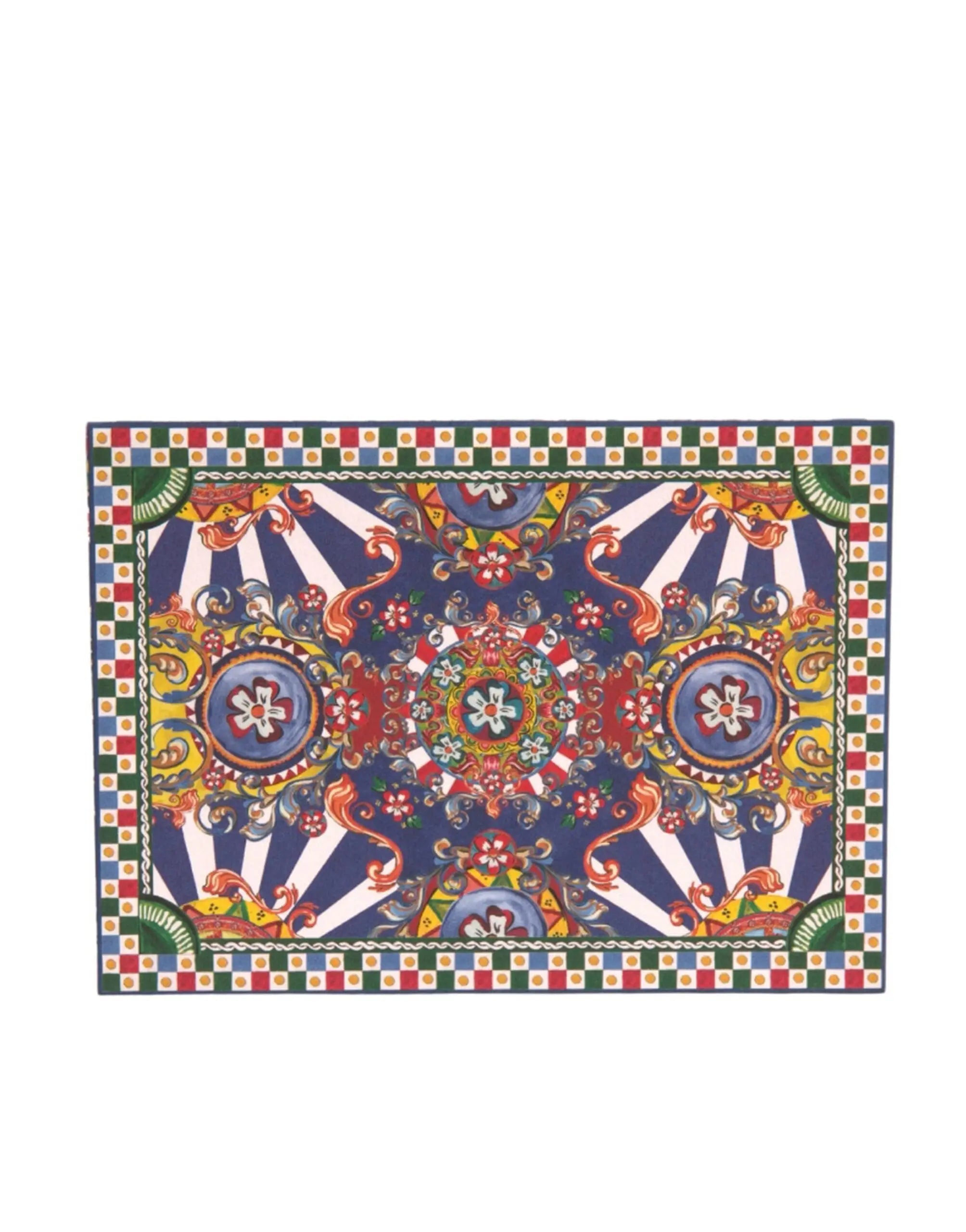 Dolce & gabbana porte-cartes enveloppe multicolore avec motif carretto siciliano en bleu marine rouge jaune et blanc