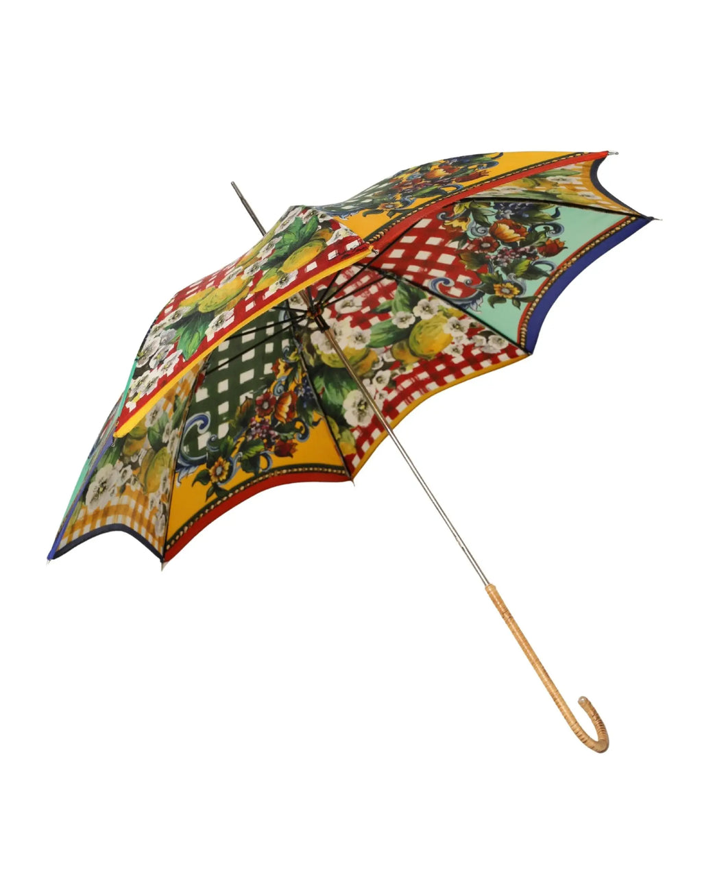 Parapluie pliable dolce & gabbana multicolore avec motif fruit et fleurs sur la toile carretto siciliano