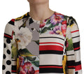 Dolce & Gabbana robe multicolore en charmeuse à patchwork floral violet rose rayures noires blanches rouge