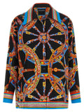 Chemise dolce & gabbana homme en coton multicolore avec motifs orange et bleu sur fond noir en soie