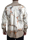 Chemise western crème en coton dolce & gabbana avec motif craquelé orange et noir audacieux