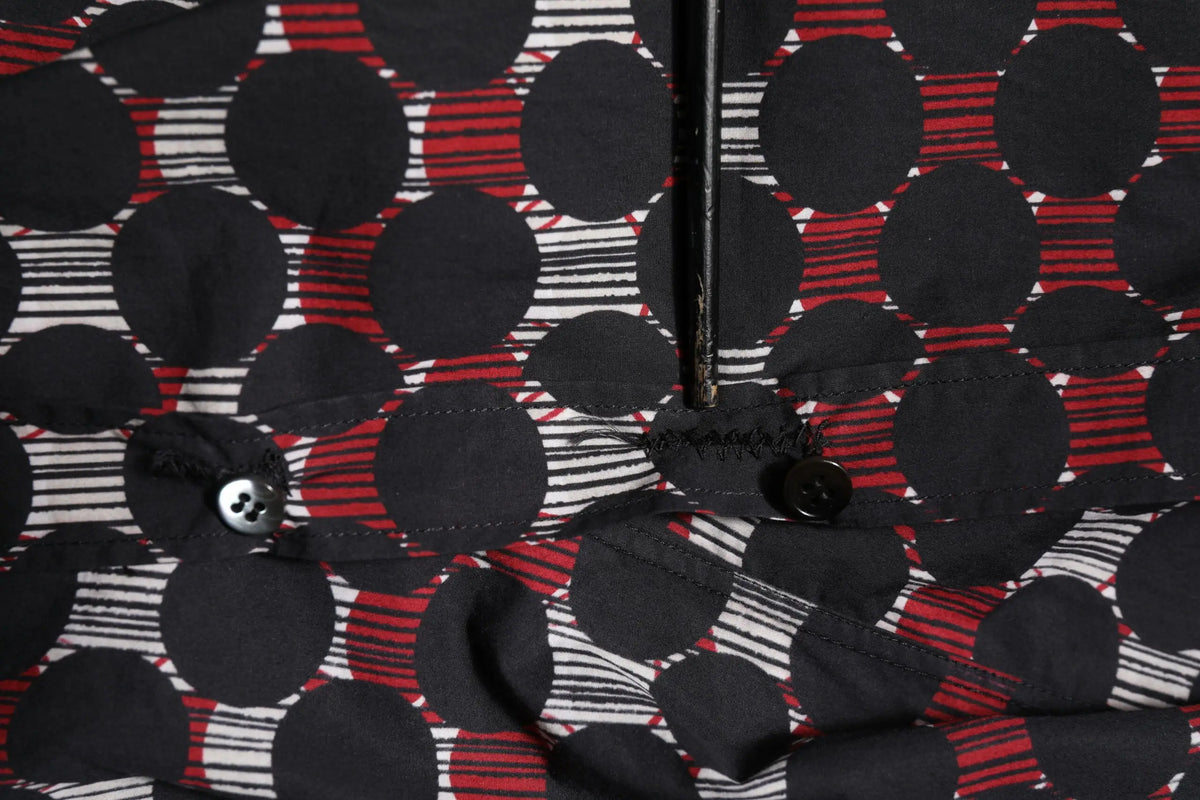 Tissu à pois noir et rouge avec fermeture éclair noire pour chemise à manches longues en coton multicolore dolce & gabbana gold