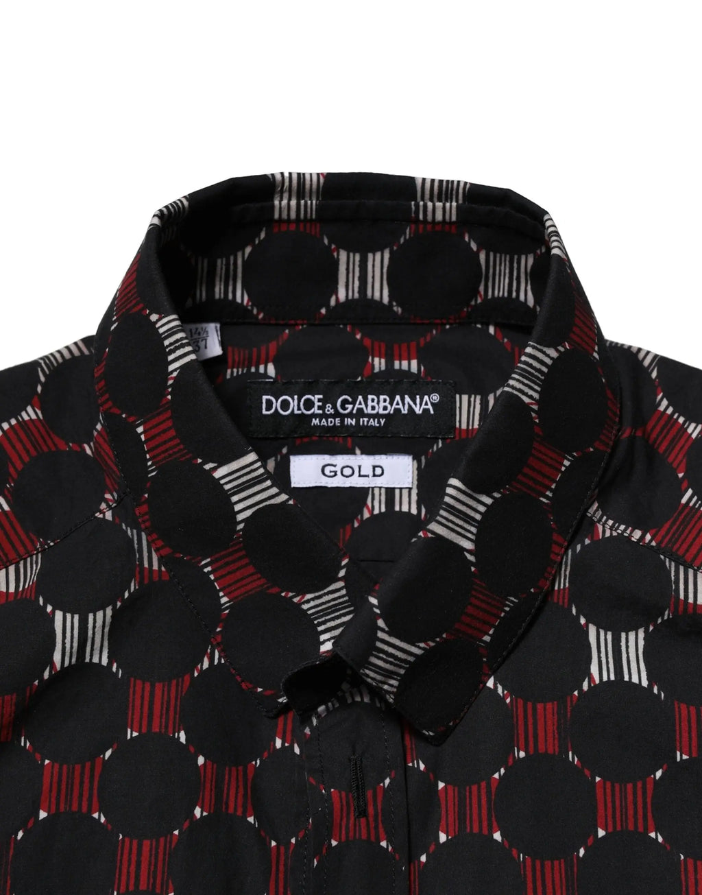 Chemise dolce & gabbana en coton multicolore manches longues avec motifs circulaires noirs et rouges