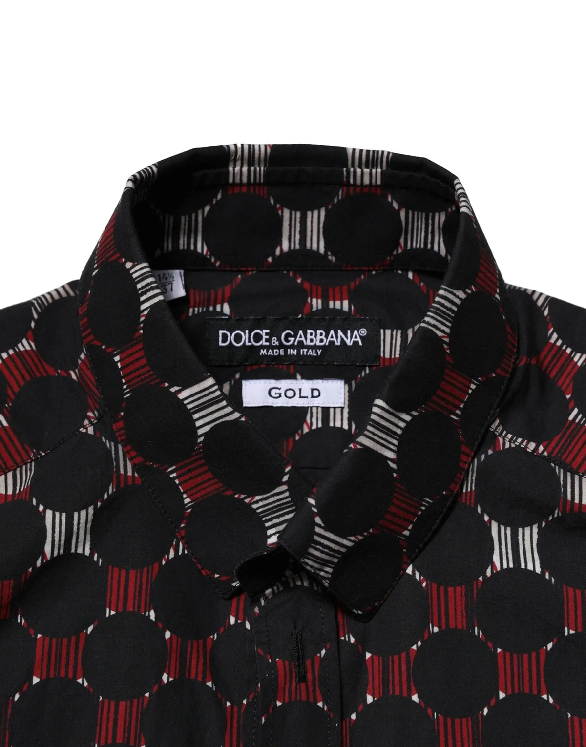 Chemise dolce & gabbana en coton multicolore manches longues avec motifs circulaires noirs et rouges