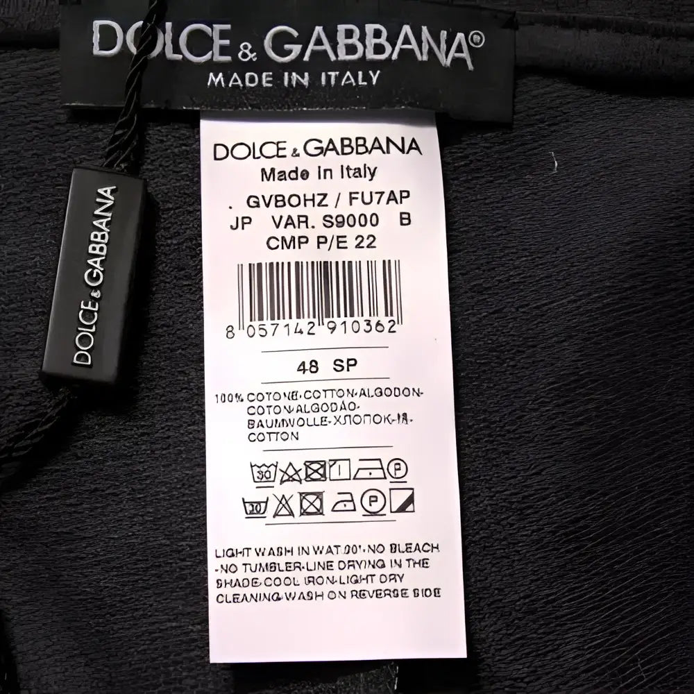 Étiquette noire dolce & gabbana en coton italien sur pantalon cargo patchwork multicolore pour homme