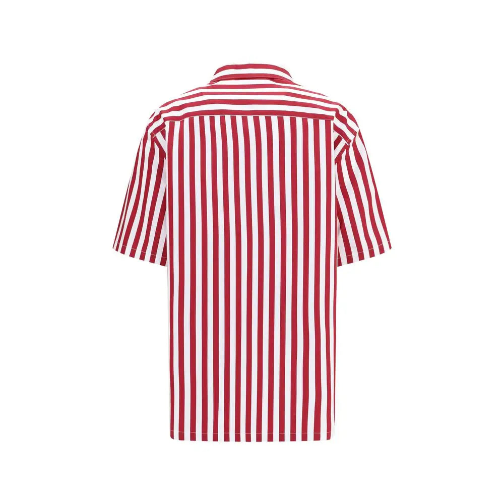 Chemise à manches courtes dolce & gabbana en coton multicolore rayée rouge et blanc avec boutons