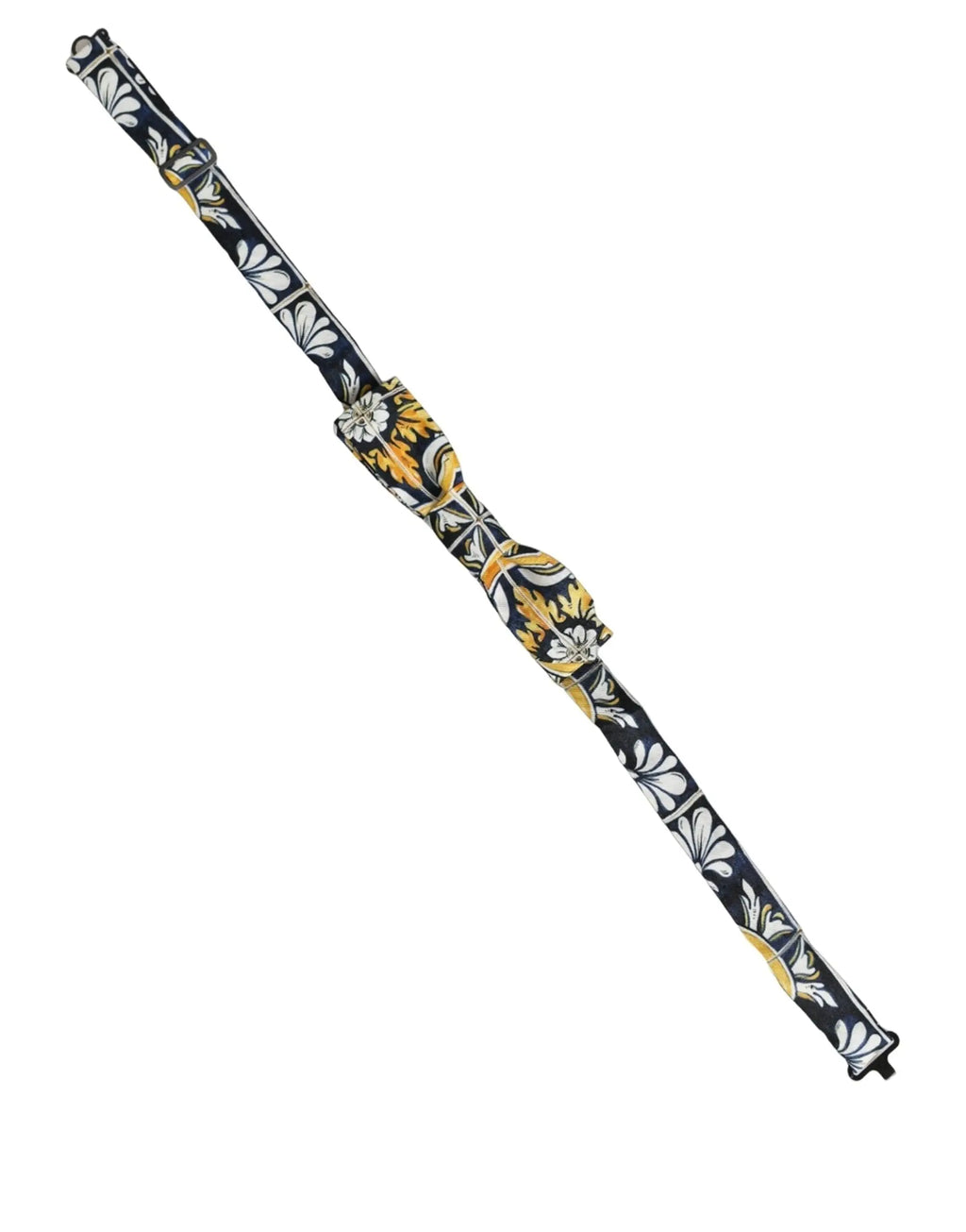 Noeud papillon réglable dolce & gabbana en tissu noir à motifs floraux blancs et dorés avec boucle décorative