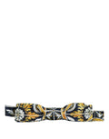 Dolce & gabbana multicolor damask style nœud papillon ajustable navy blue avec motif floral doré et accents blancs