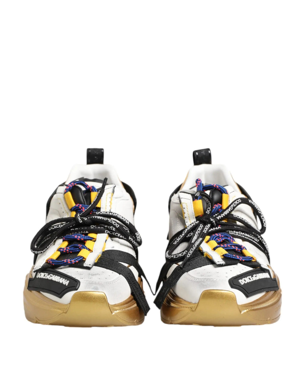 Baskets basses dolce & gabbana daymaster multicolores blanches avec accents noirs et dorés lacets tissés colorés