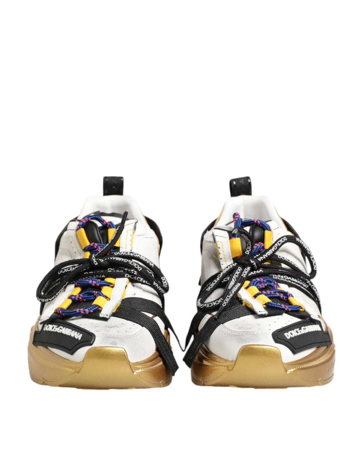 Baskets basses dolce & gabbana daymaster multicolores blanches avec accents noirs et dorés lacets tissés colorés