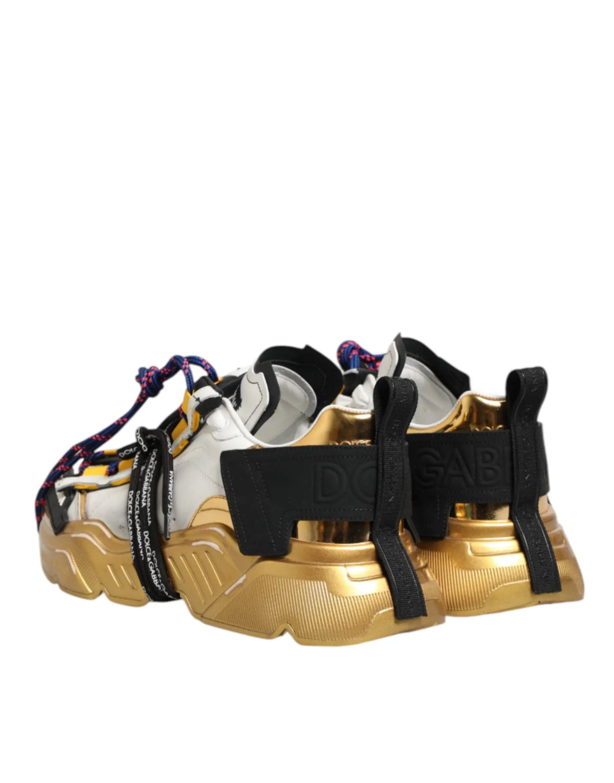 Baskets basses dolce & gabbana daymaster multicolores en or et blanc avec lanières noires et lacets colorés