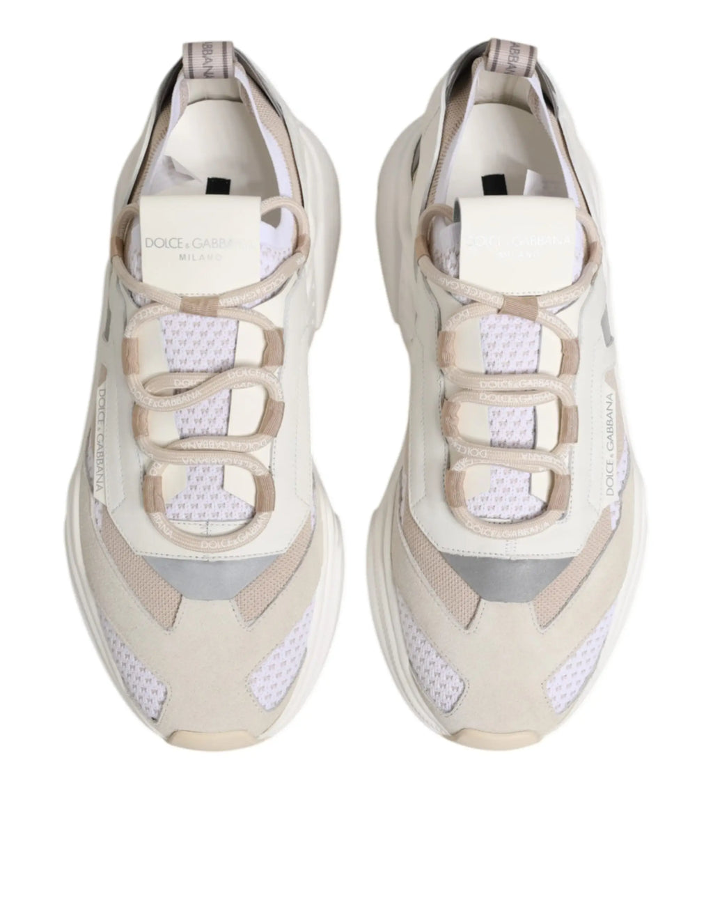 Baskets dolce & gabbana daymaster multicolores crème avec design superposé et accents en mesh et daim chunky