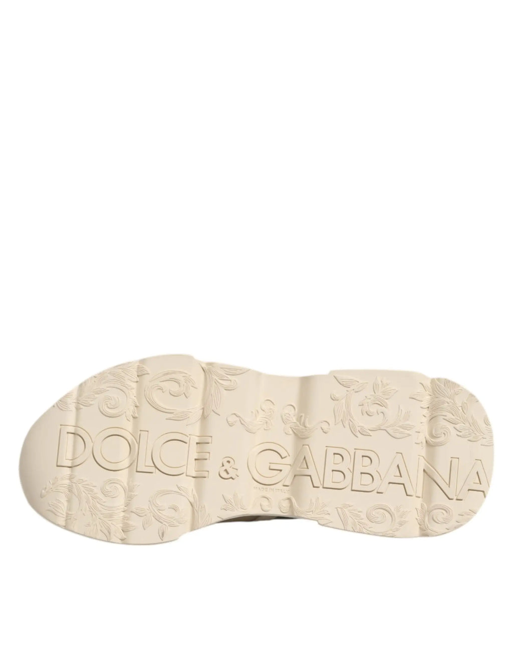 Semelle en caoutchouc crème avec logo dolce & gabbana embossé et motifs floraux sur baskets basses multicolores daymaster