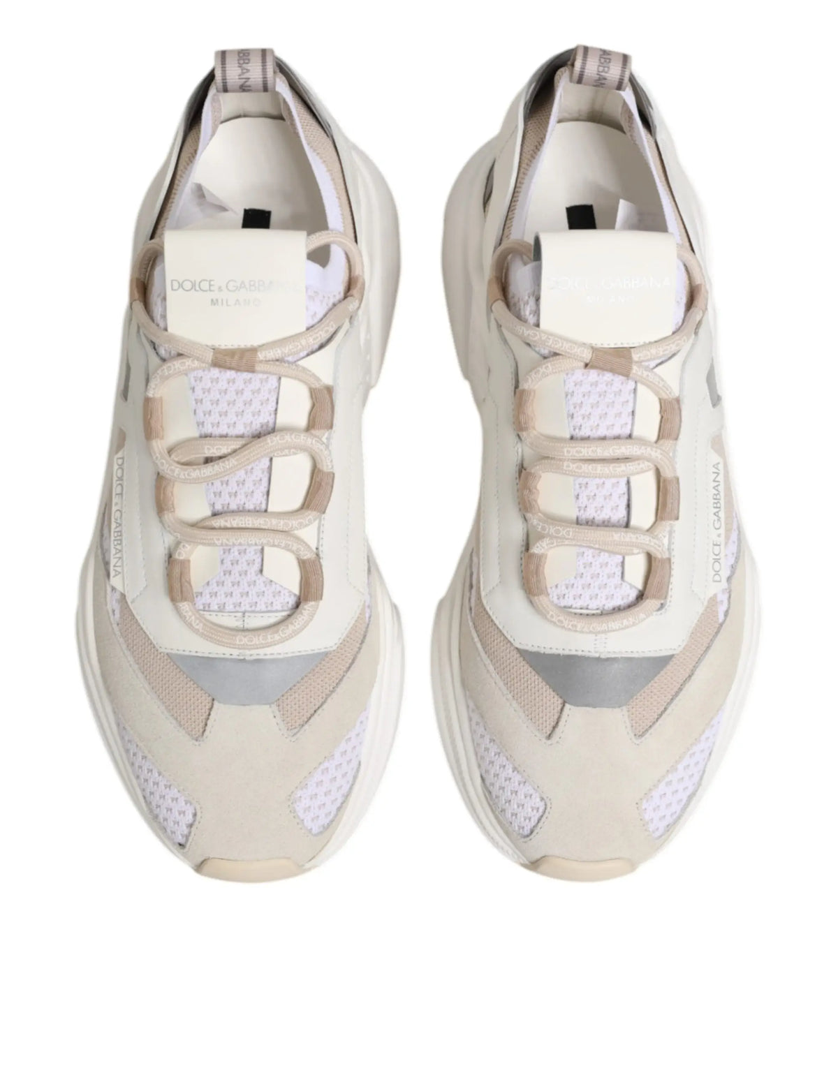 Baskets basses dolce gabbana daymaster crème avec design épais en mesh et suède multicolore