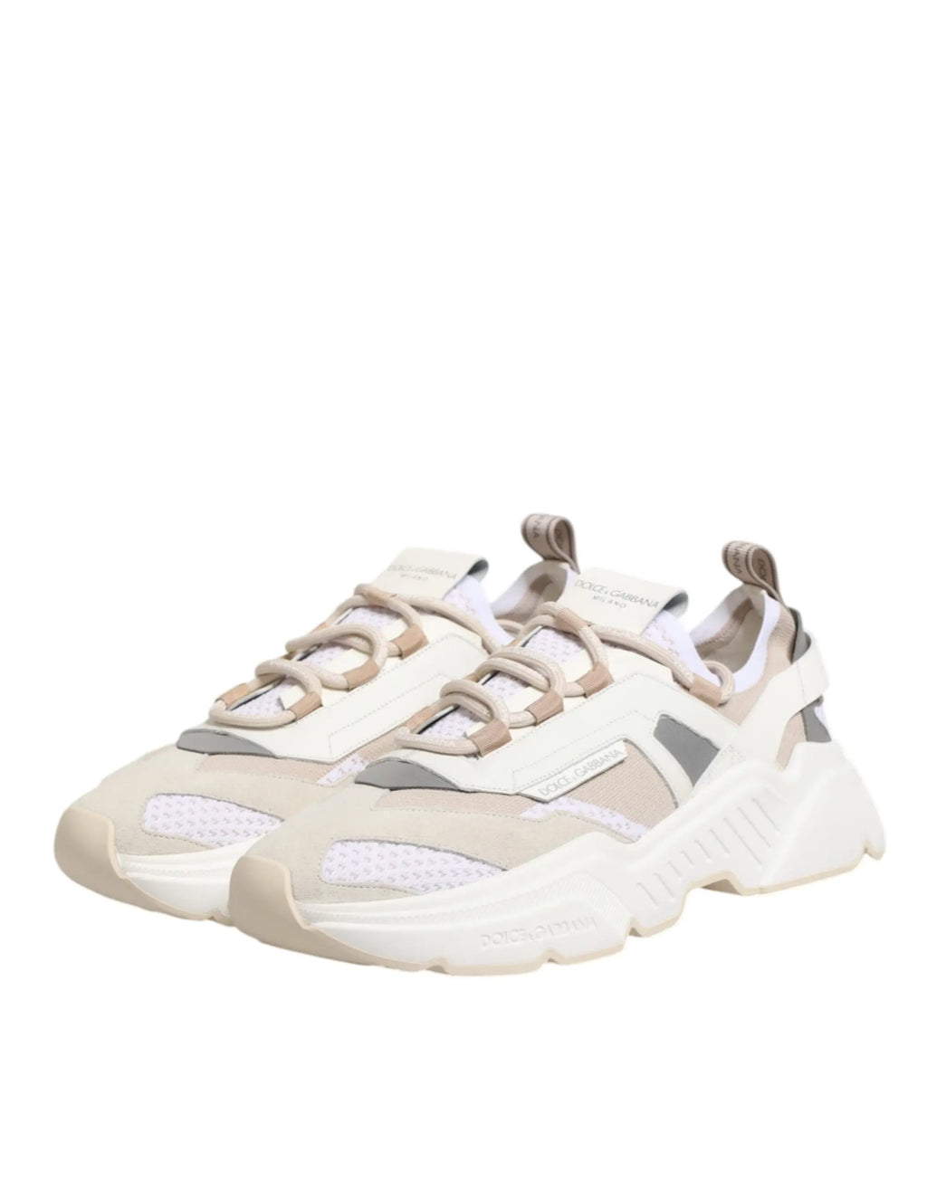 Baskets basses dolce & gabbana daymaster multicolores crème avec panneaux en mesh et daim et semelle épaisse en caoutchouc