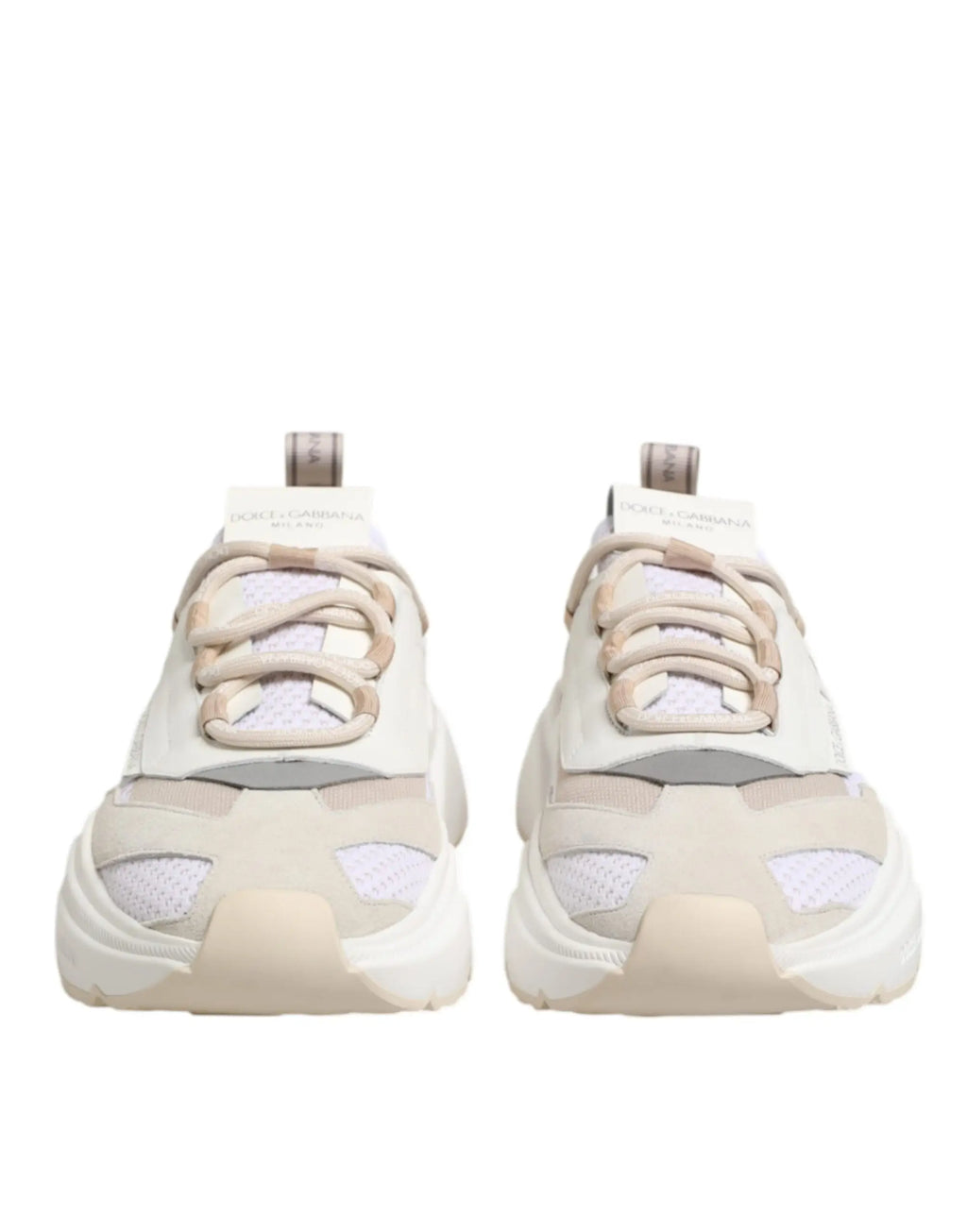 Baskets basses dolce & gabbana daymaster multicolores crème avec dessus en mesh et cuir superposé et semelle épaisse