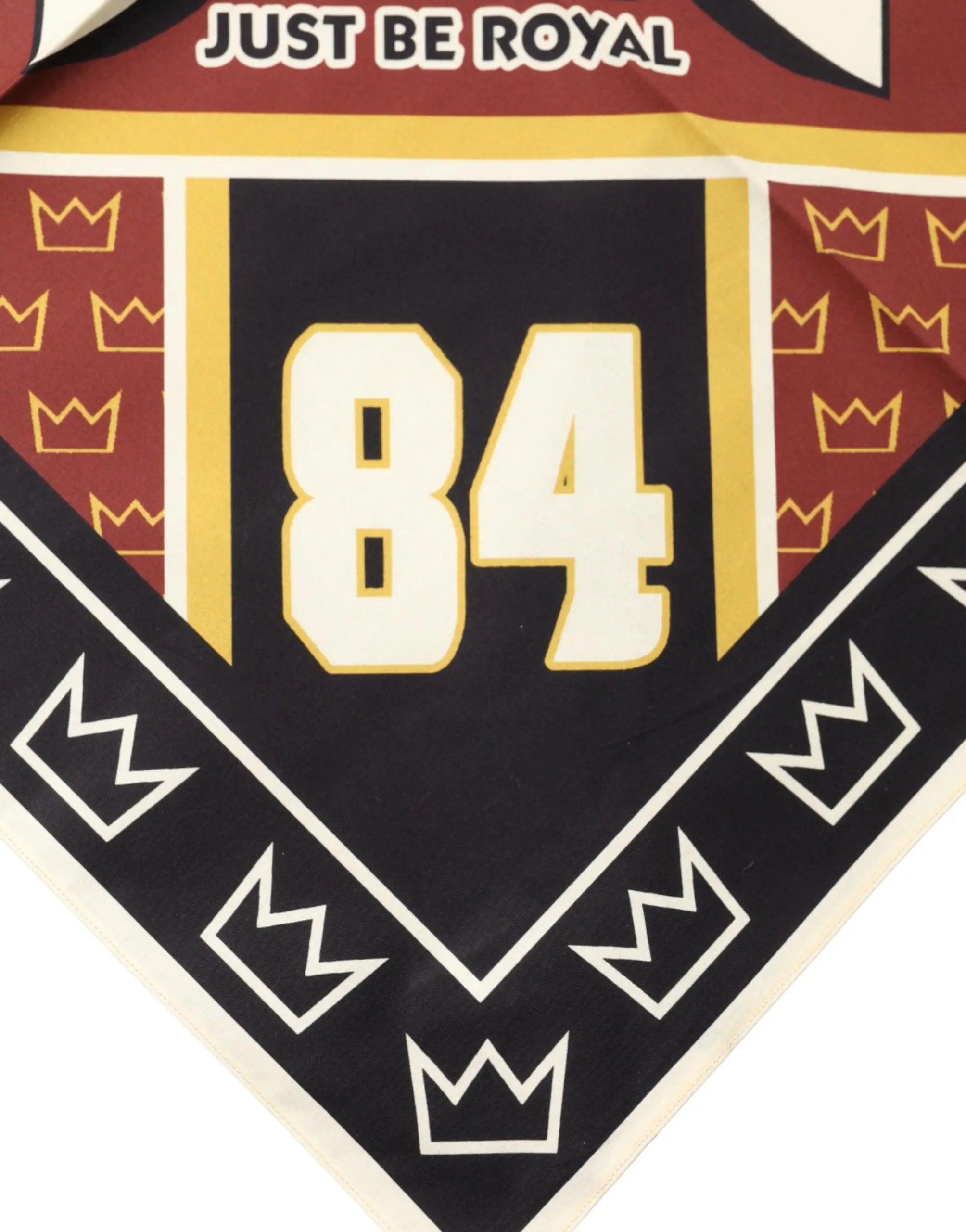 Dolce & gabbana multicolor dg king foulard carré homme 50,5 cm x 50 cm en bandana noir et bordeaux avec 84 crème et motifs de couronne blancs
