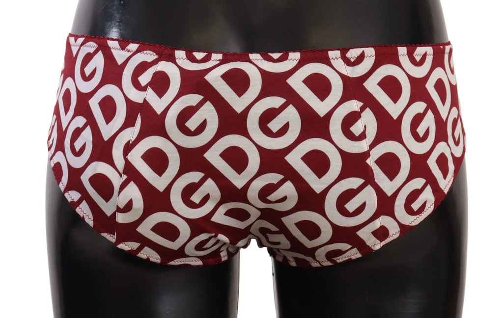 Slip pour homme dolce gabbana rouge avec motif logo dg blanc répété en tissu confortable