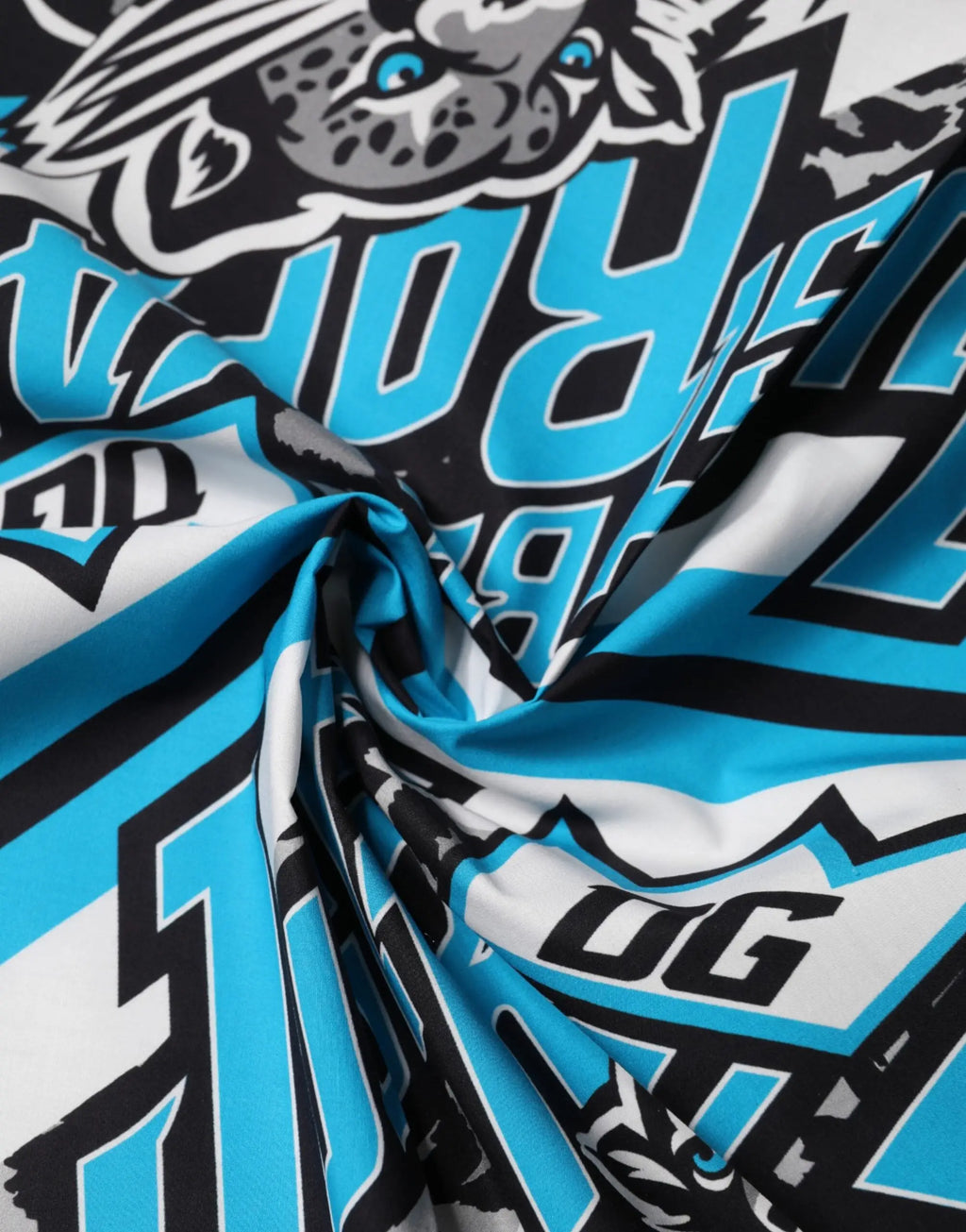 Foulard dolce & gabbana multicolor dg royals 51,5 cm x 51 cm en tissu bleu noir blanc avec panthère stylisée aux yeux bleus