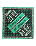 Écharpe carré dolce & gabbana 50,5 x 50 cm en soie multicolore vert et noir avec logos dg et texte #dgroyals