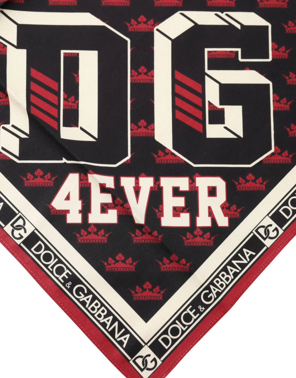 Dolce & gabbana multicolor dgroys square foulard 50cm x 49.5cm en bandana noir et rouge avec logo 3d et bord blanc contraste
