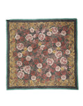 Écharpe carrée dolce & gabbana en cachemire multicolore avec motif floral dense et bordures frangées bleu sarcelle