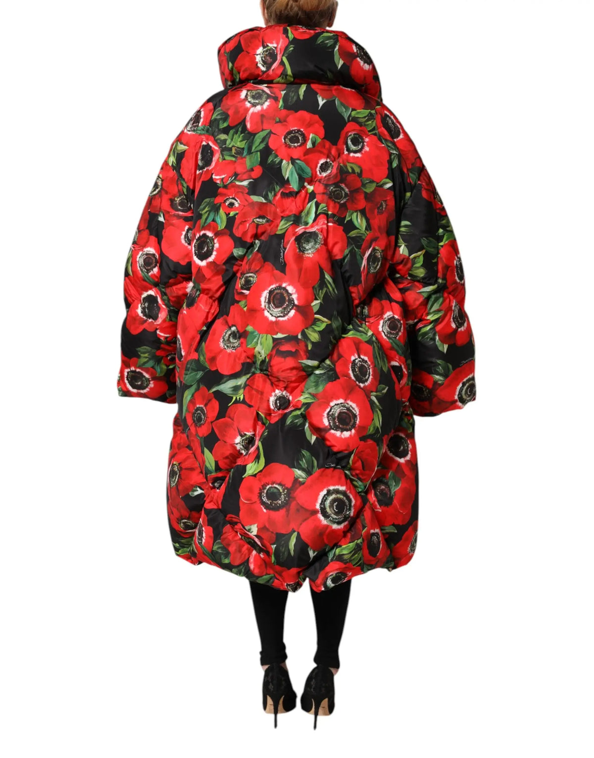 Dolce & Gabbana doudoune multicolore avec fermeture éclair intégrale et imprimé coquelicot rouge et noir éclatant