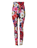 Legging dolce & gabbana taille haute multicolore à motif floral vif en rose rouge blanc et jaune sur fond sombre