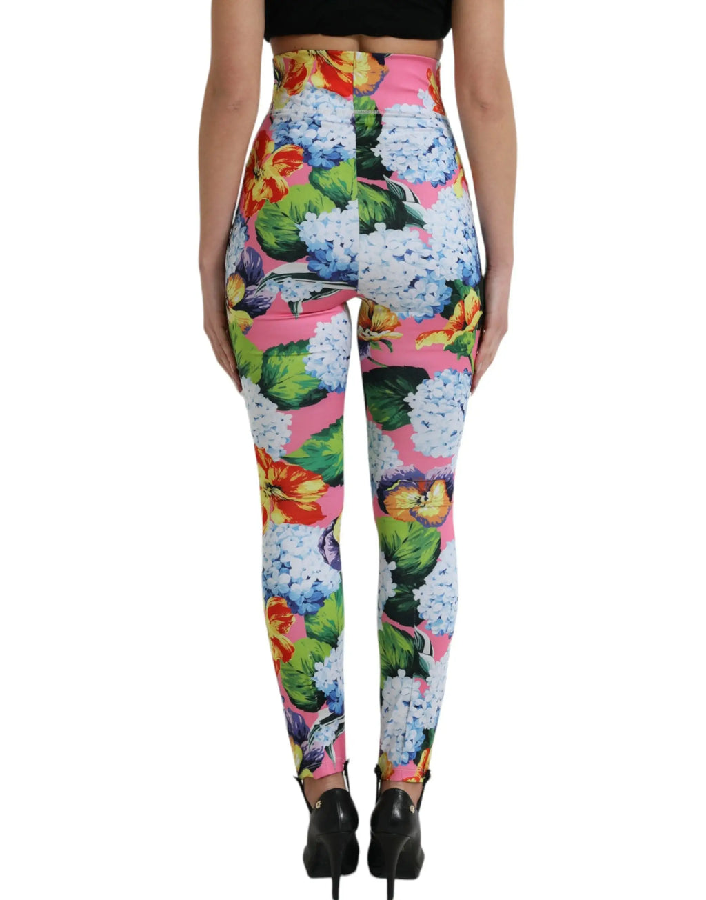 Legging taille haute dolce & gabbana avec motif floral multicolore sur tissu extensible