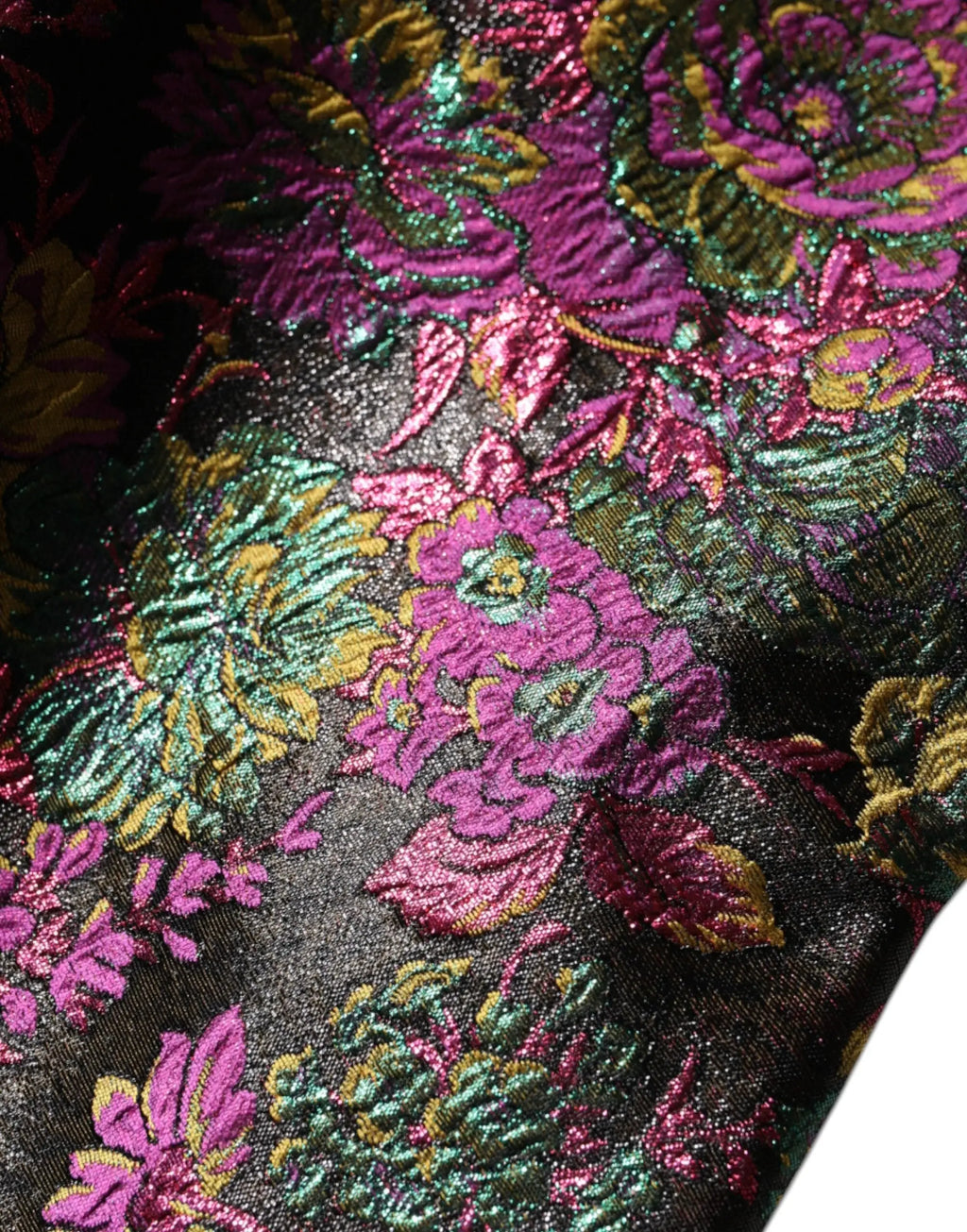 Veste courte dolce & gabbana en jacquard floral multicolore avec tissu noir texturé et motifs en relief brillants