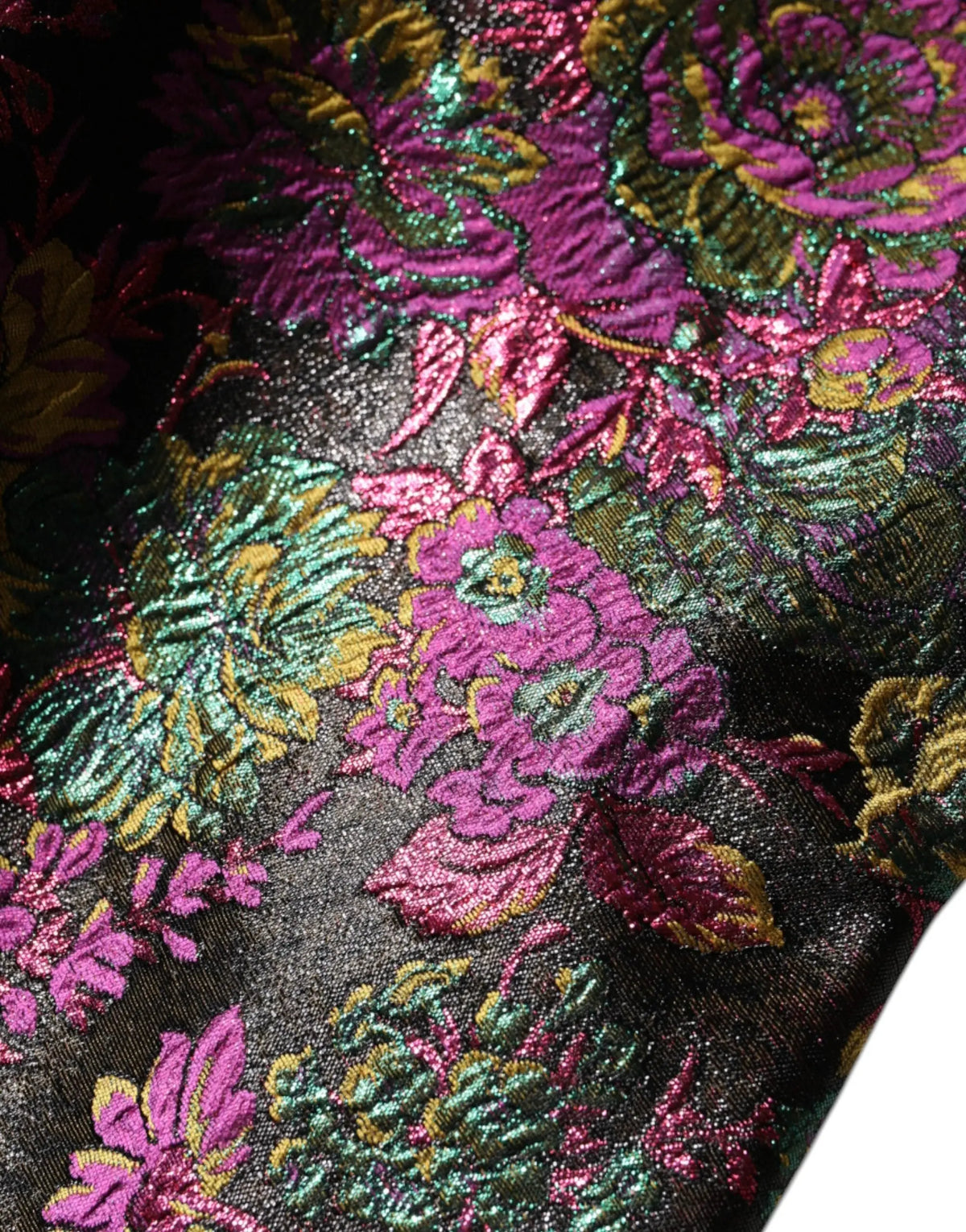 Veste courte dolce & gabbana en jacquard floral multicolore avec tissu noir texturé et motifs en relief brillants