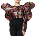 Veste courte à manches bouffantes papillon en jacquard floral multicolore dolce & gabbana avec motif brillant