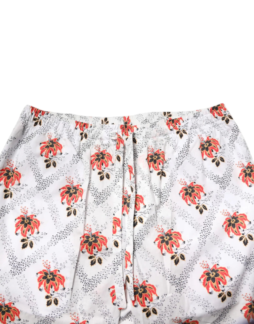 Short blanc avec motif floral rouge et noir vif et taille élastique dans le pyjama en coton dolce & gabbana multicolore