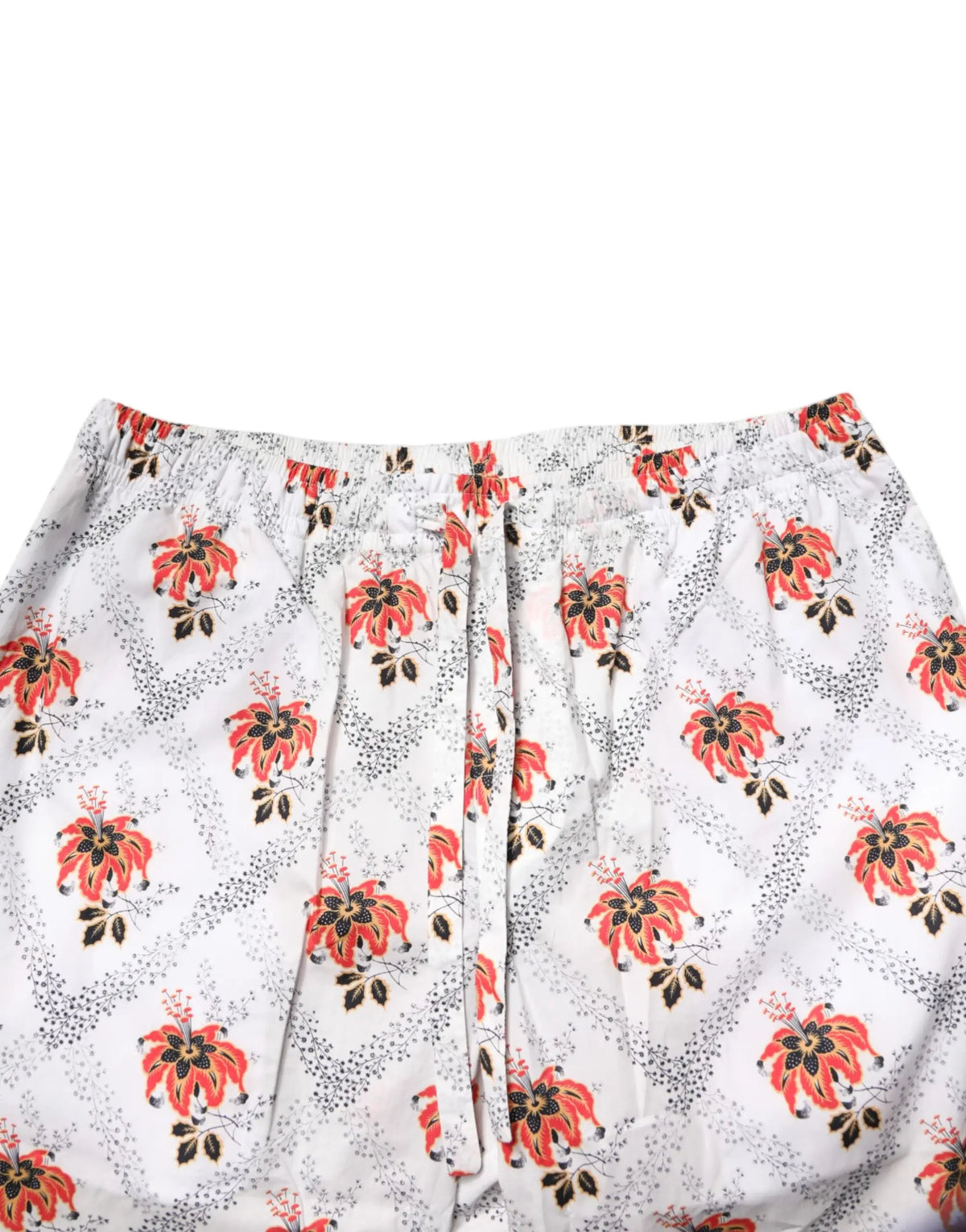 Short blanc avec motif floral rouge et noir vif et taille élastique dans le pyjama en coton dolce & gabbana multicolore