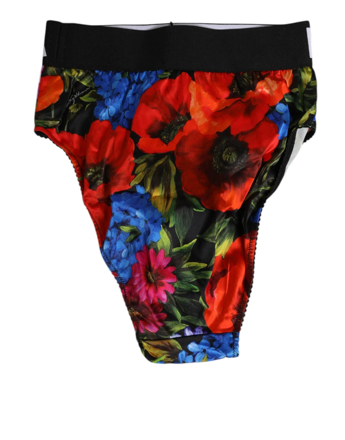 Culotte taille haute dolce & gabbana en tissu floral multicolore avec fleurs rouges bleues et roses sur fond noir