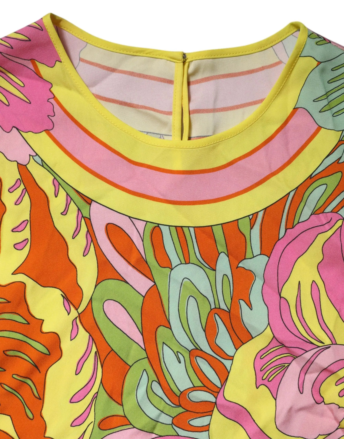 Dolce & gabbana top sans manches rond en tissu fluide avec imprimé floral psychédélique multicolore rose orange jaune