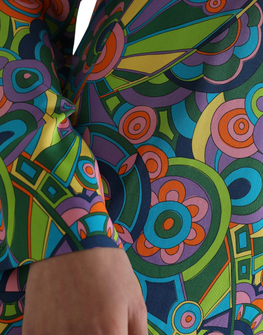 Robe midi en soie dolce & gabbana avec motif géométrique multicolore et cercles concentriques psychédéliques éclatants