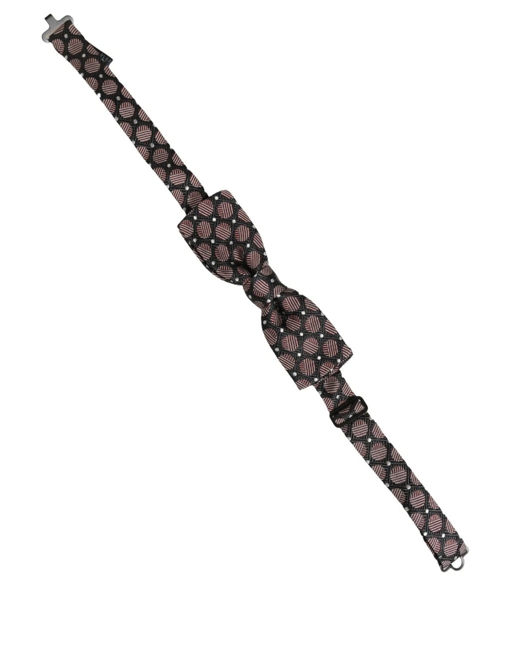 Un papillon réglable en soie dolce & gabbana noir et rose gold avec motif géométrique élégant