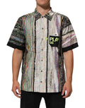 Chemise décontractée manches courtes dolce & gabbana à col avec motif graphique multicolore en rayures verticales