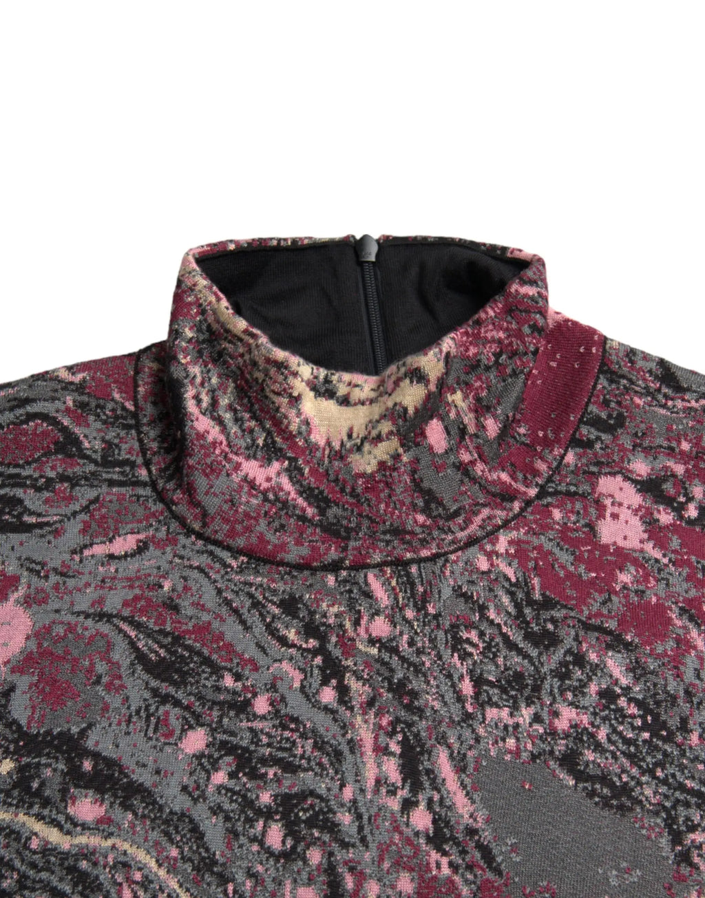Pull col roulé homme dolce gabbana multicolore motif marbré rose gris noir en maille douce