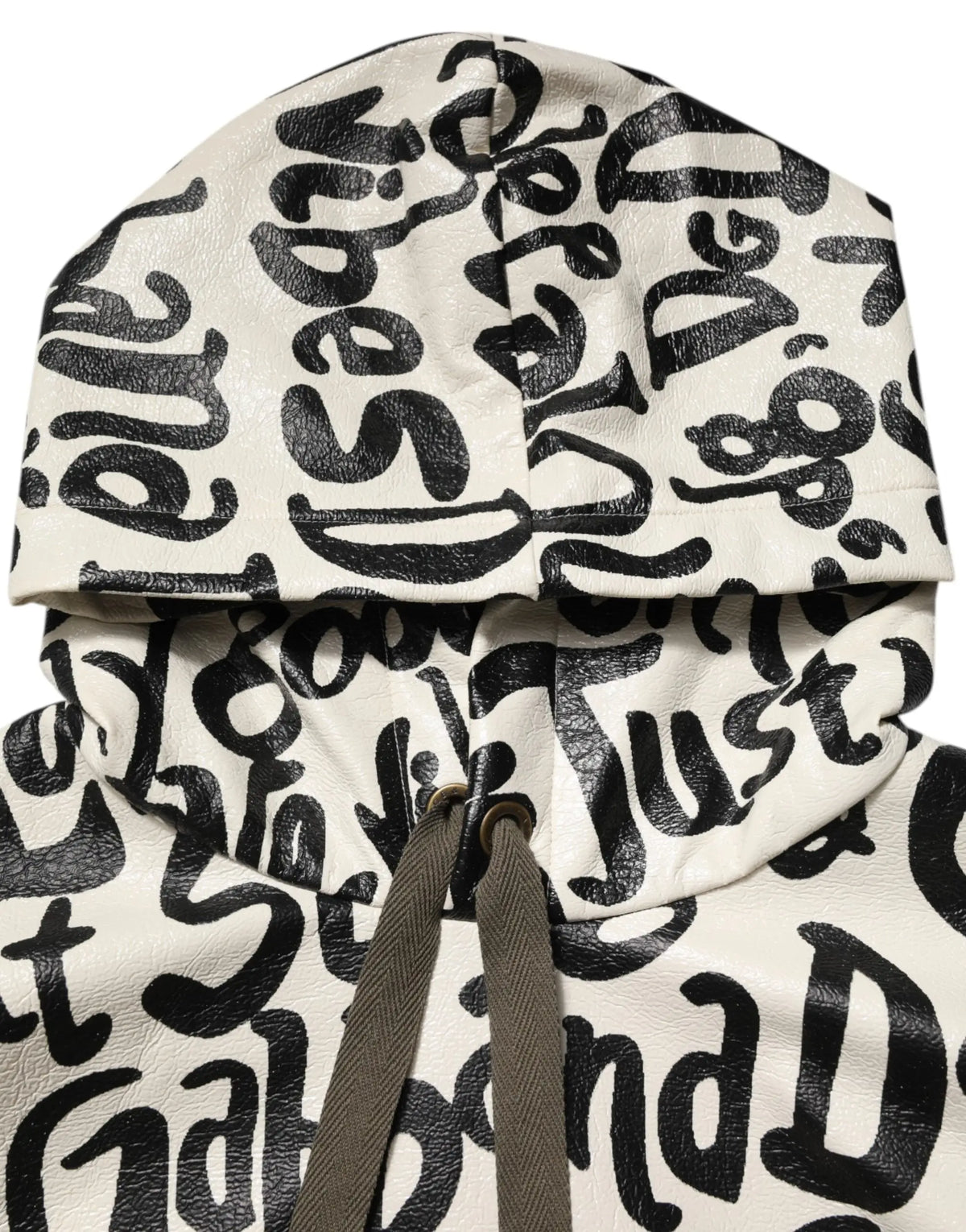 Sweat à capuche dolce & gabbana crème avec imprimé graffiti noir et cordons olive pour homme