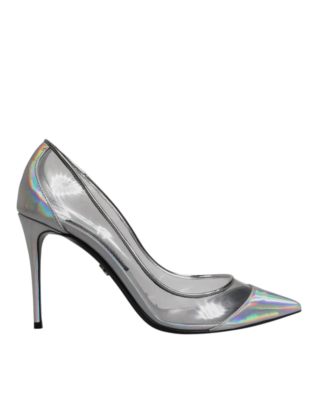 Dolce & Gabbana multicolor iridescent pointed toe pump en cuir holographique argenté élégant avec talon haut