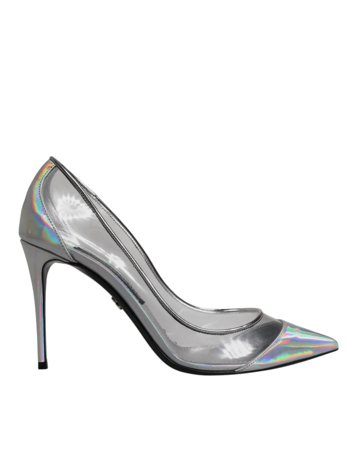 Dolce & Gabbana multicolor iridescent pointed toe pump en cuir holographique argenté élégant avec talon haut