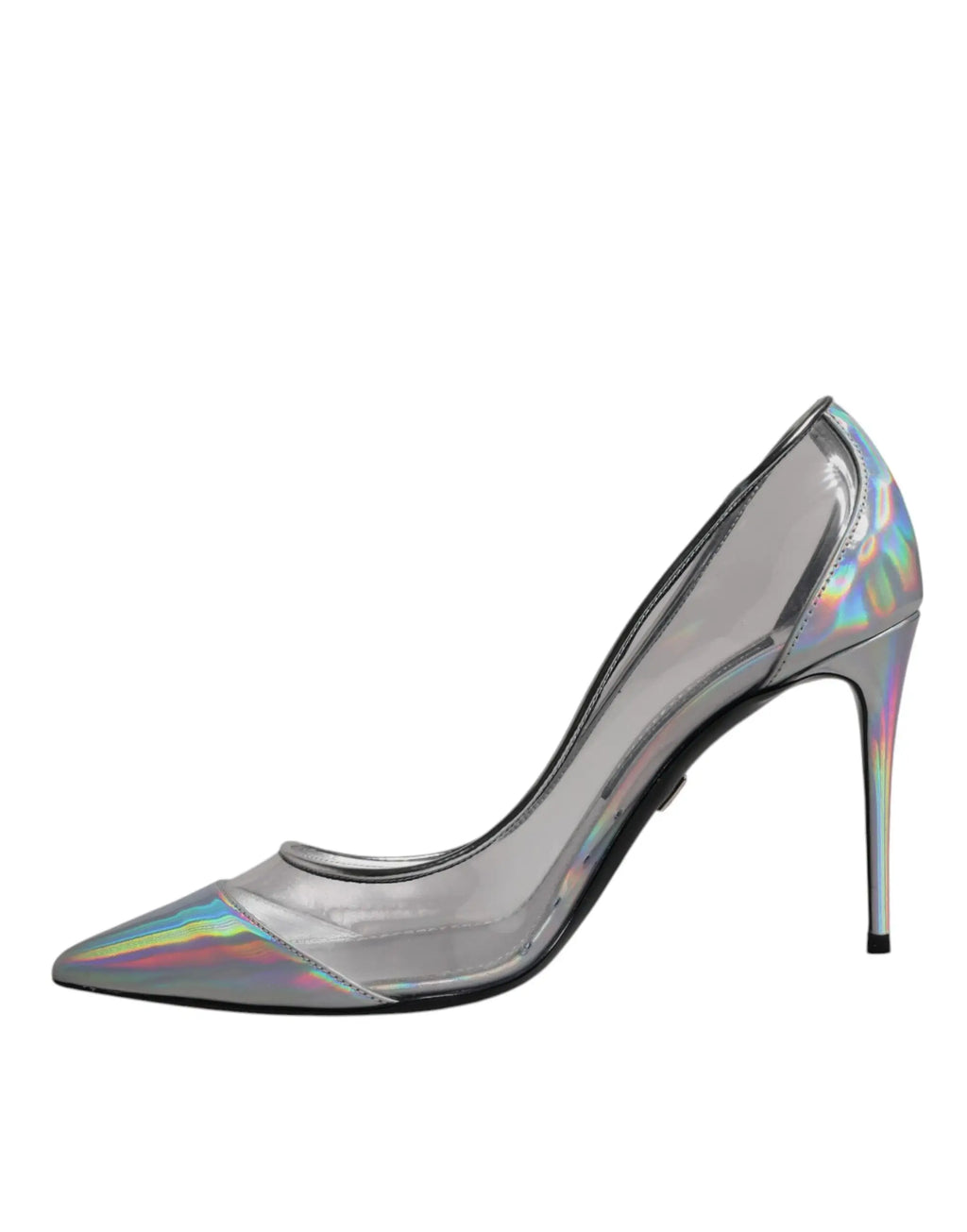 Dolce & gabbana multicolor iridescent pointed toe pump en cuir holographique argenté élégant