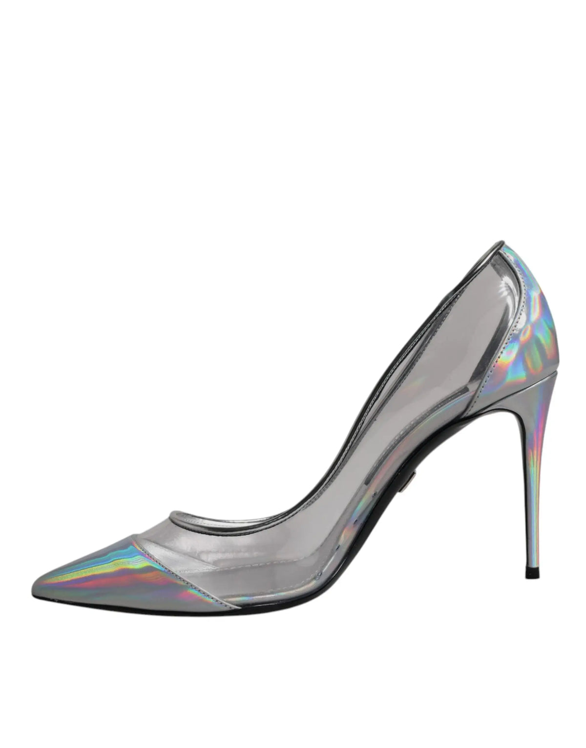 Dolce & gabbana multicolor iridescent pointed toe pump en cuir holographique argenté élégant