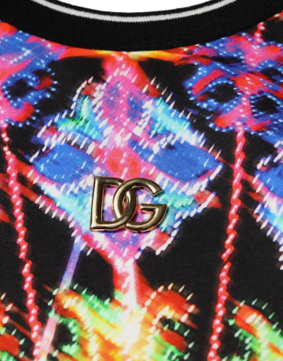 T shirt homme dolce gabbana multicolore avec logo dg métallique doré sur une tee graphique à manches courtes