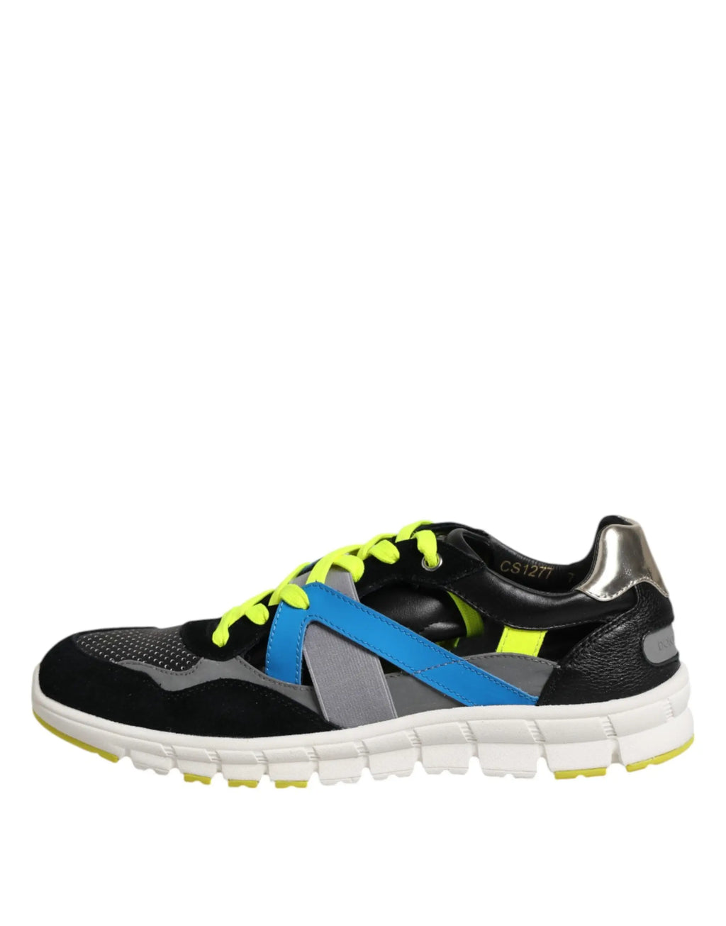 Baskets basses homme dolce & gabbana multicolores noir bleu et jaune néon avec empeigne en mesh et semelle en caoutchouc