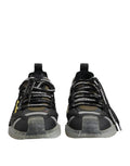 Baskets basses noir dolce & gabbana avec semelles transparentes et logo blanc sur les lacets multicolores