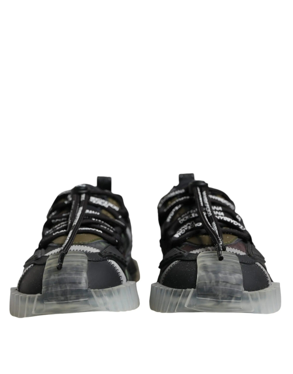 Baskets basses dolce & gabbana ns1 multicolores noires avec semelles épaisses transparentes et lacets détaillés blancs